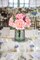 Faux Flower Arrangements Artificial Peony Hydrangea Silk Flowers with Glass Vase Realistic Fake Potted Floral Bouquet